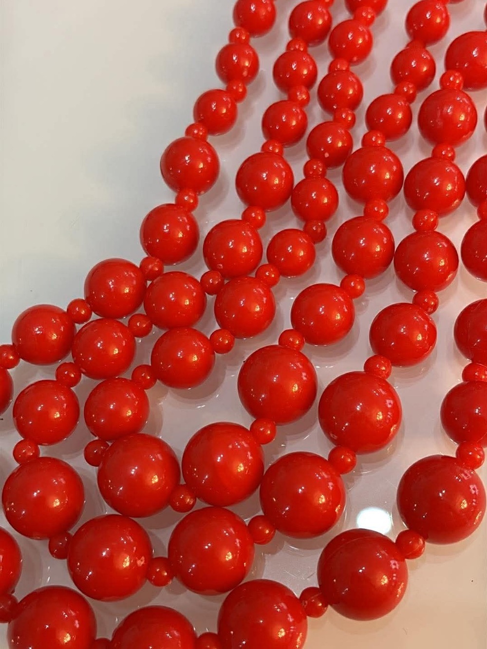 Red Triple-Strand Beaded Necklace - Women Jewelry - Picture 2 of 3
